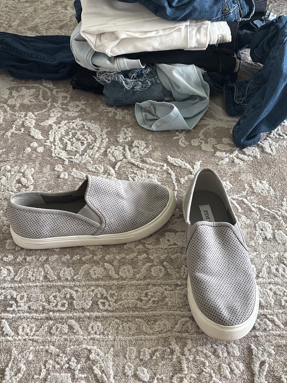 Steve Madden Women’s  Slip-On Perforated Sneakers - Light Gray